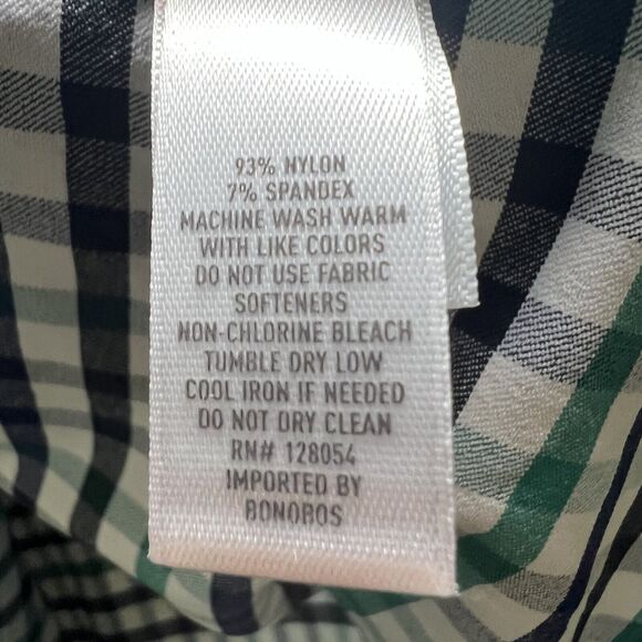 Bonobos Slim Fit Button Up Shirt Mens Size XXL 2XL Green Blue Gingham Check EUC - Picture 8 of 11